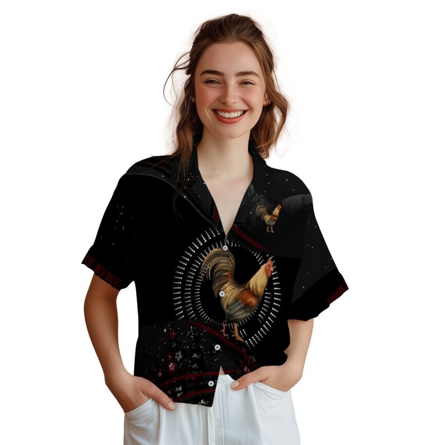 Customized Rooster Dynamic Swirl Hawaiian Shirt Top rated