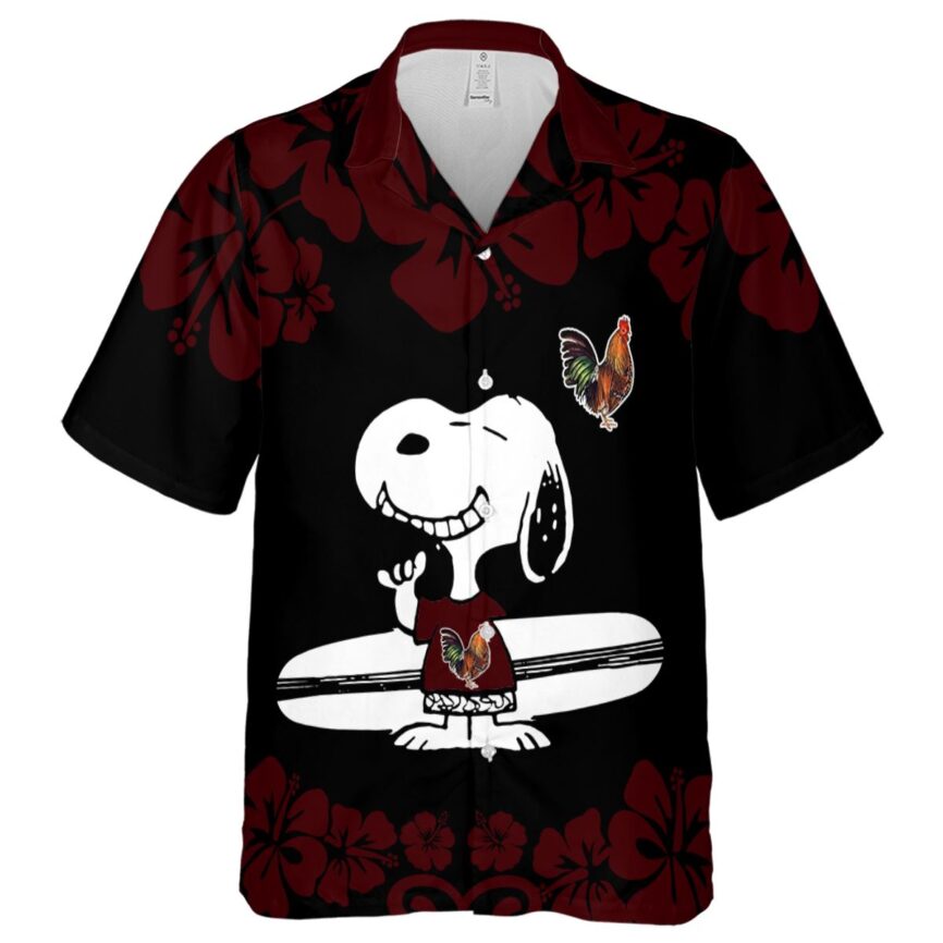 Customized Rooster Surfing Snoopy Hawaiian Shirt Fashion forward