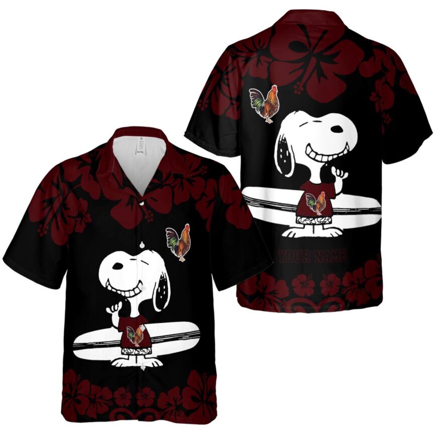 Customized Rooster Surfing Snoopy Hawaiian Shirt Premium grade
