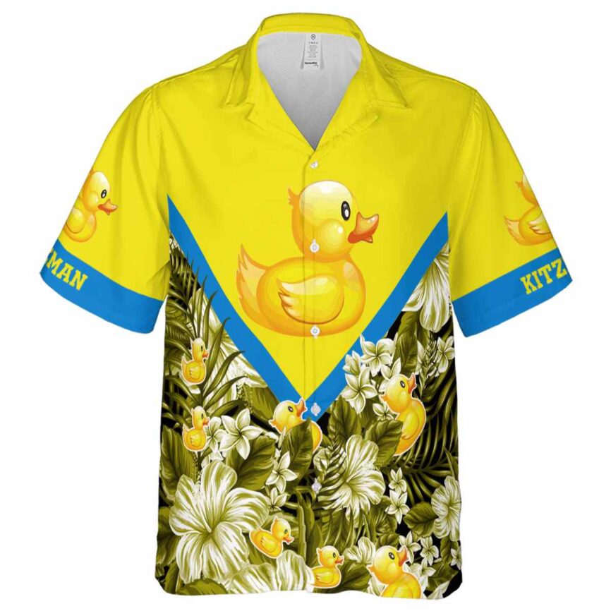 Customized Rubber Duck Bold Floral Number Hawaiian Shirt Fashion forward