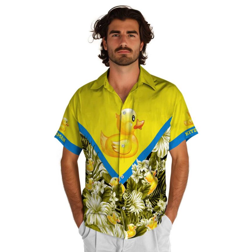 Customized Rubber Duck Bold Floral Number Hawaiian Shirt New Arrival