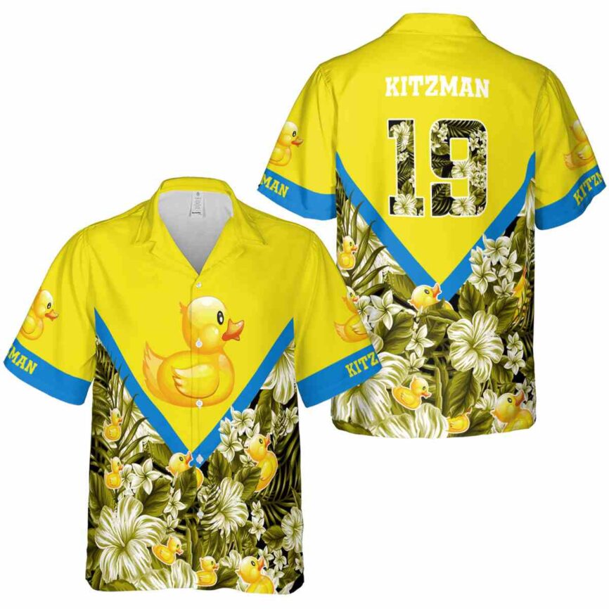 Customized Rubber Duck Bold Floral Number Hawaiian Shirt Premium grade