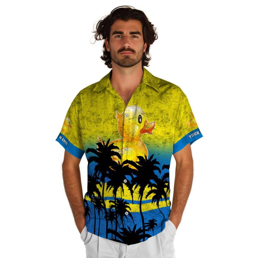 Customized Rubber Duck Sunset Gradient Hawaiian Shirt New Arrival