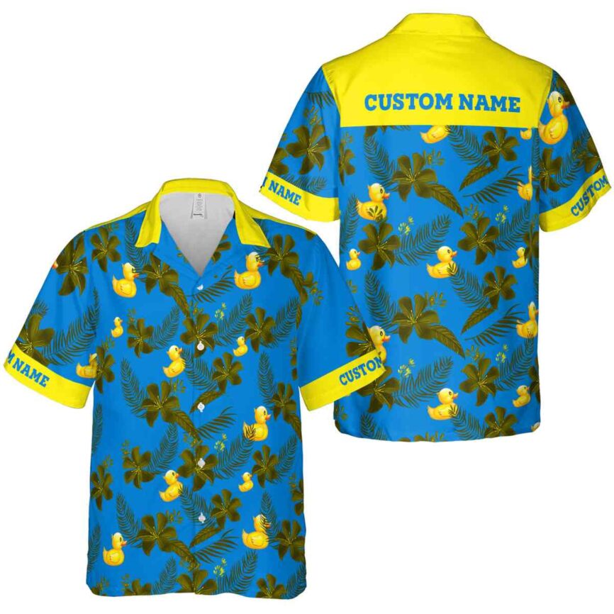 Customized Rubber Duck Tropical Flower Hawaiian Shirt Premium grade