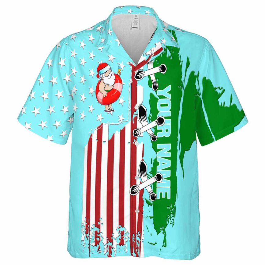 Customized Santa Flag Stitches Hawaiian Shirt Fashion forward