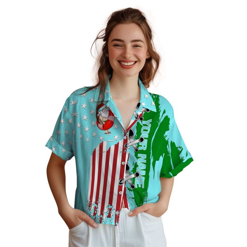 Customized Santa Flag Stitches Hawaiian Shirt Top rated