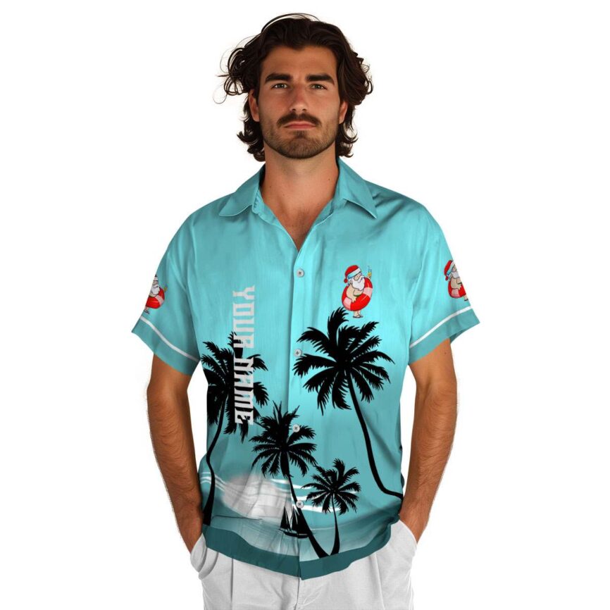 Customized Santa Ocean Sunset Hawaiian Shirt New Arrival
