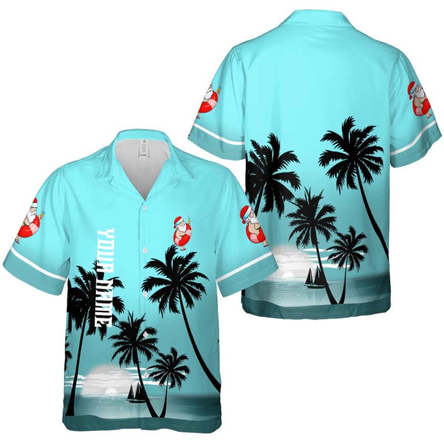 Customized Santa Ocean Sunset Hawaiian Shirt Premium grade