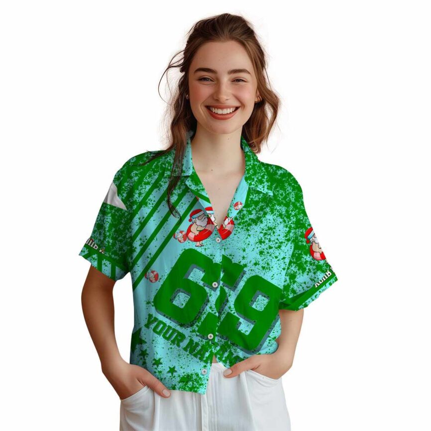 Customized Santa Stripe Burst Hawaiian Shirt Top rated