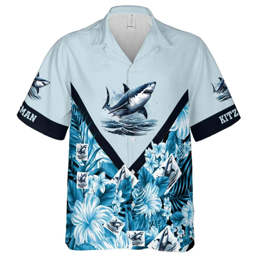Customized Shark Bold Floral Number Hawaiian Shirt Fashion forward