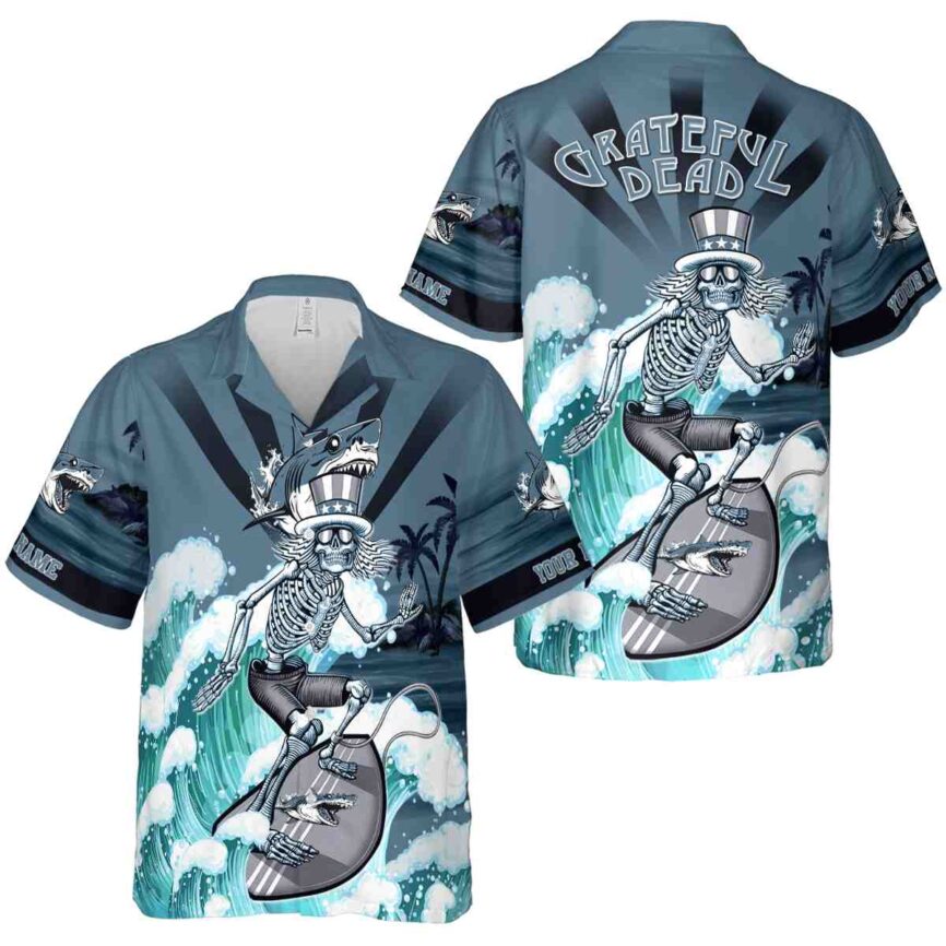 Customized Shark Grateful Dead Motif Hawaiian Shirt Premium grade