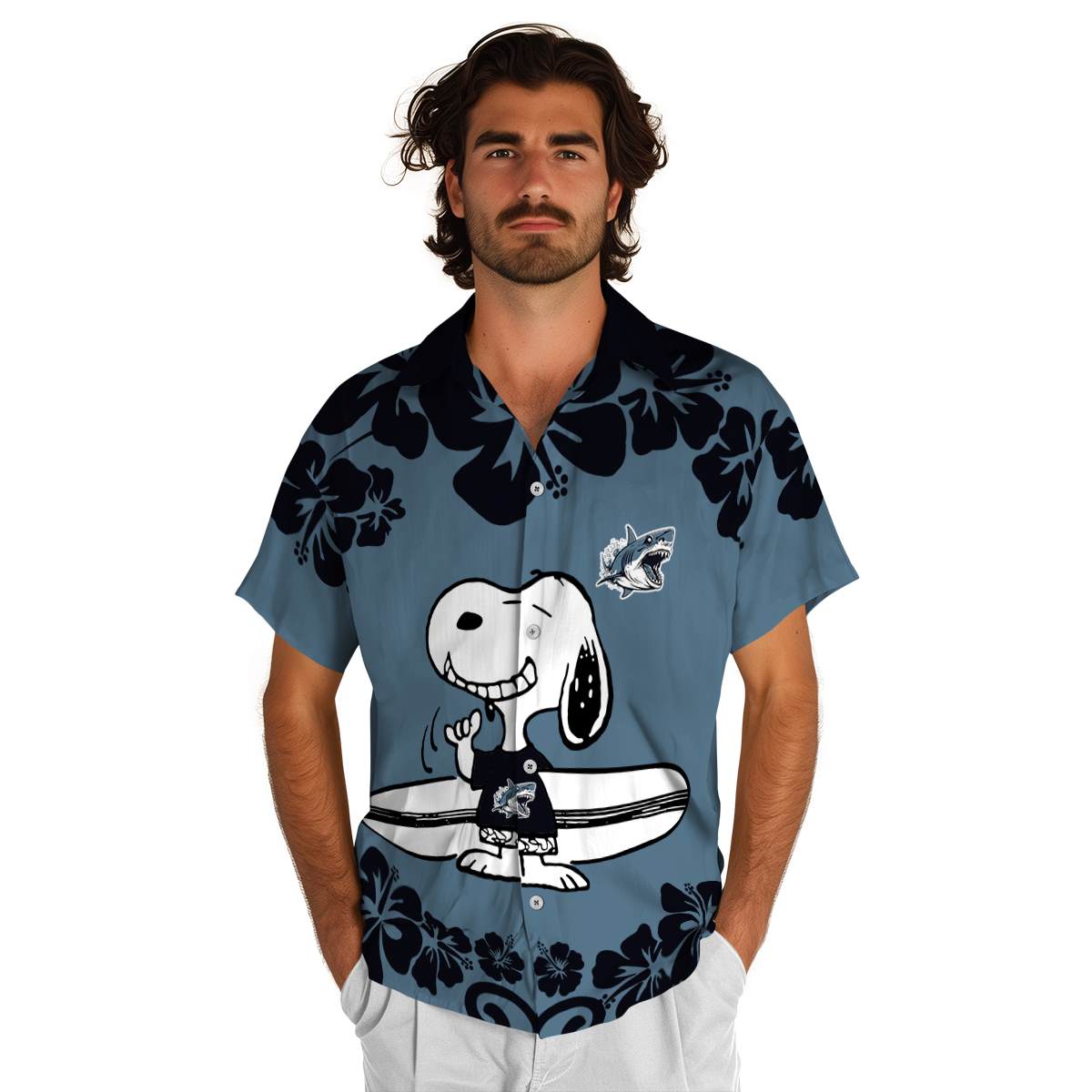 Customized Shark Surfing Snoopy Hawaiian Shirt New Arrival Customized Shark Surfing Snoopy Hawaiian Shirt New Arrival
