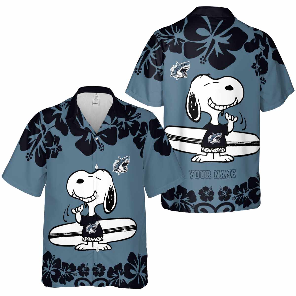 Customized Shark Surfing Snoopy Hawaiian Shirt Premium grade Customized Shark Surfing Snoopy Hawaiian Shirt Premium grade