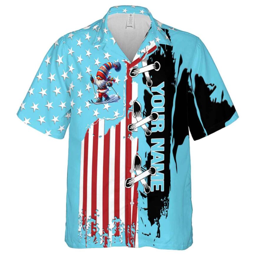 Customized Skiing Flag Stitches Hawaiian Shirt Fashion forward