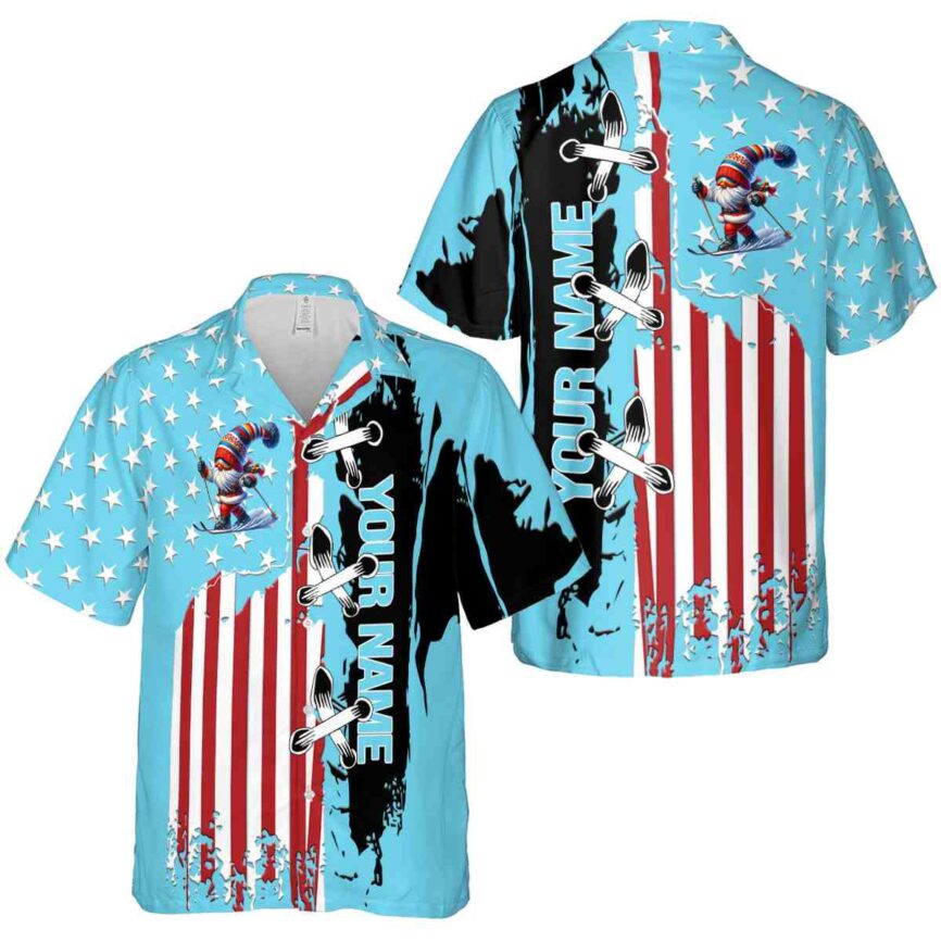 Customized Skiing Flag Stitches Hawaiian Shirt Premium grade
