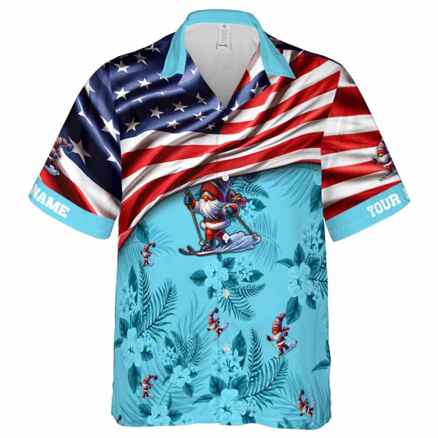 Customized Skiing US Flag Themed Hawaiian Shirt Fashion forward