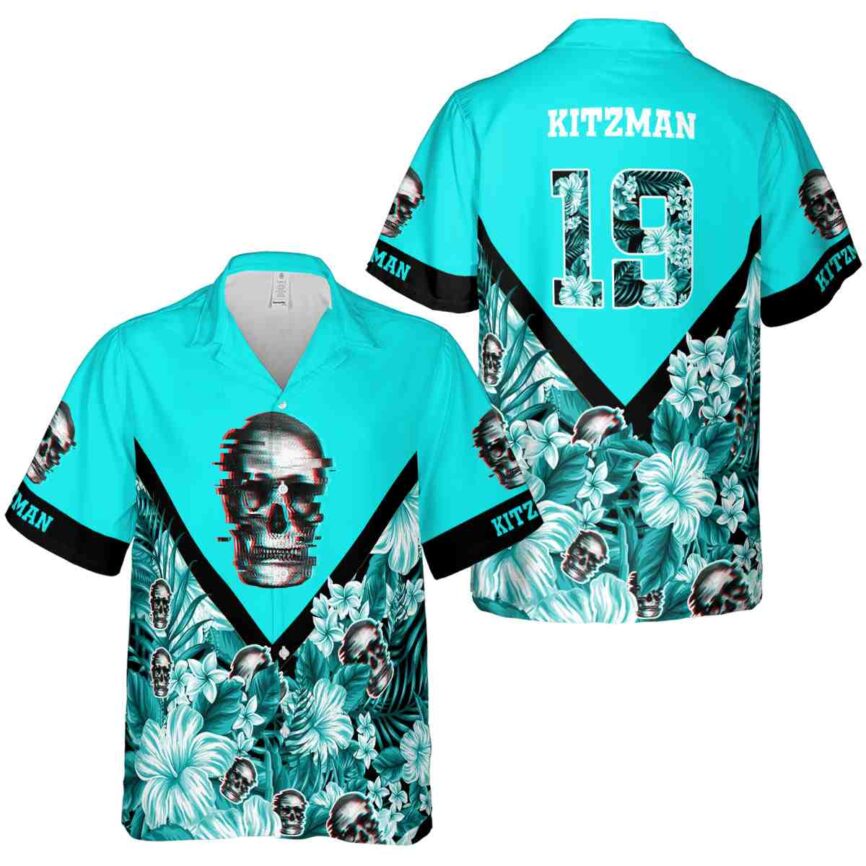 Customized Skull Bold Floral Number Hawaiian Shirt Premium grade