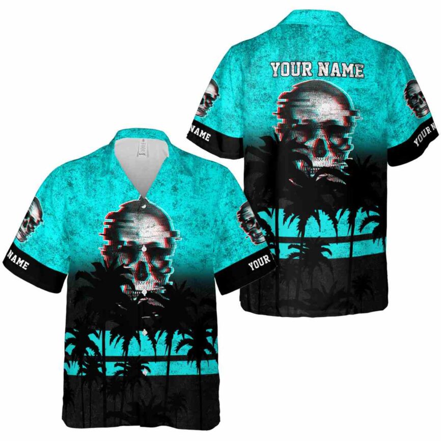 Customized Skull Sunset Gradient Hawaiian Shirt Premium grade