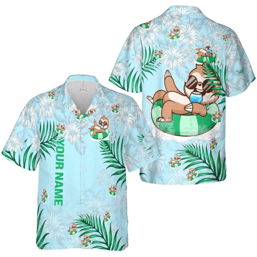 Customized Sloth Hibiscus Pattern Hawaiian Shirt Premium grade