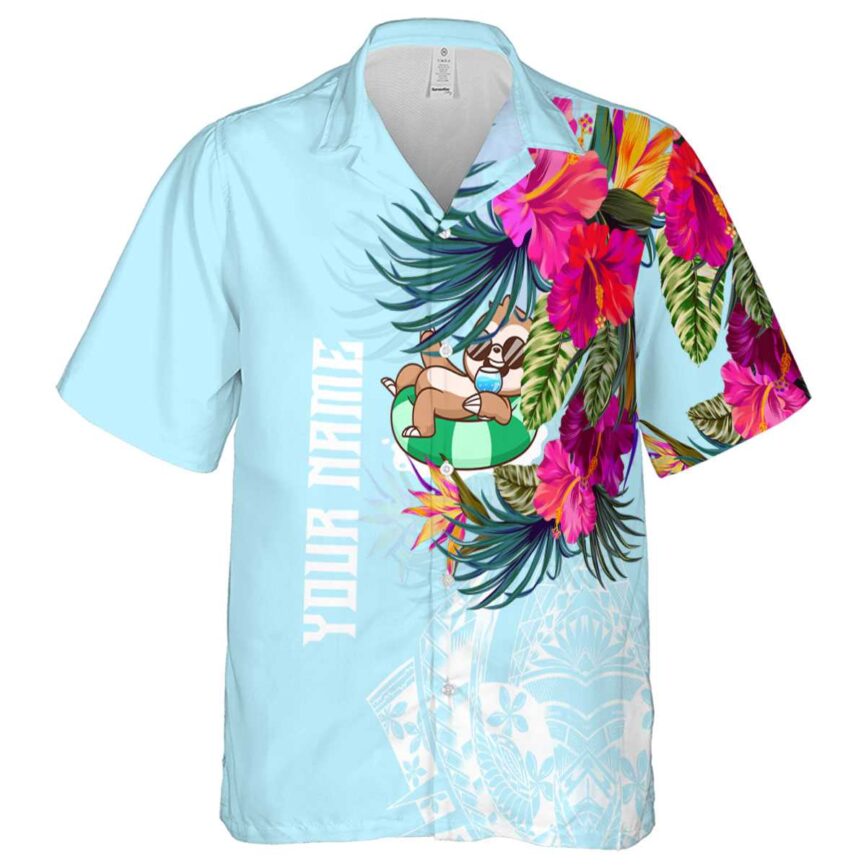 Customized Sloth Polynesian Flowers Hawaiian Shirt Fashion forward