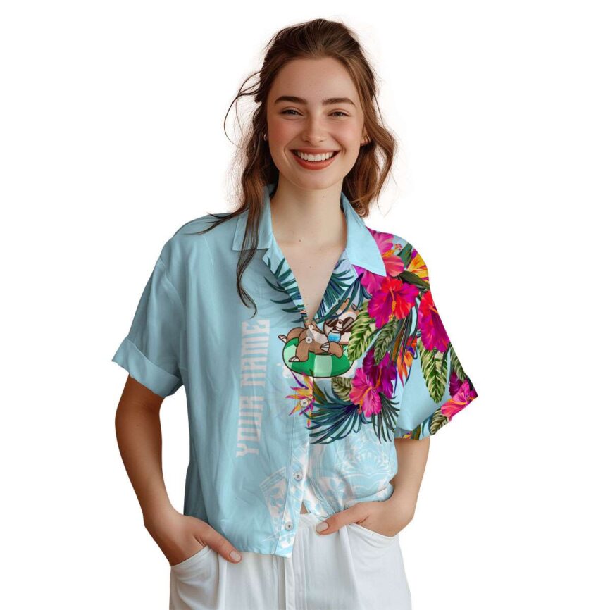 Customized Sloth Polynesian Flowers Hawaiian Shirt Top rated