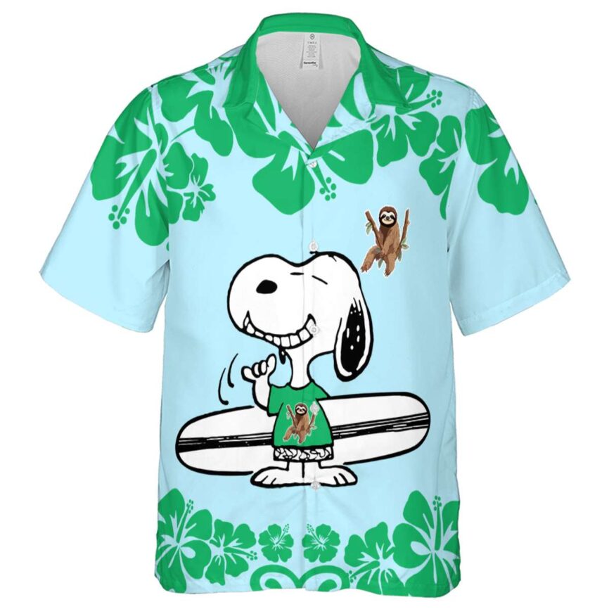 Customized Sloth Surfing Snoopy Hawaiian Shirt Fashion forward