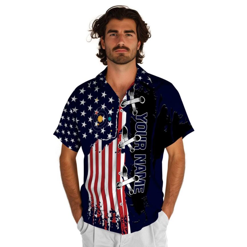 Customized Space Flag Stitches Hawaiian Shirt New Arrival