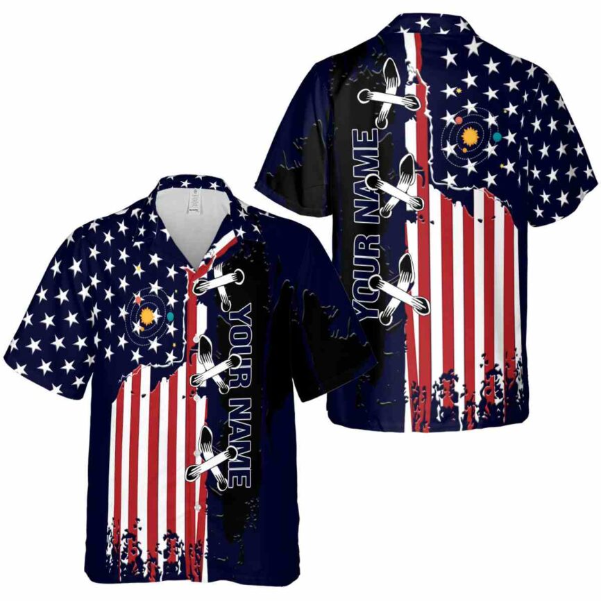 Customized Space Flag Stitches Hawaiian Shirt Premium grade