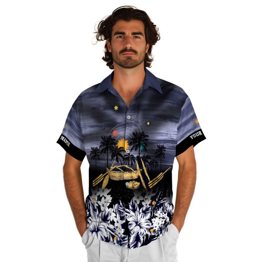 Customized Space Sunset Beach Canoe Hawaiian Shirt New Arrival