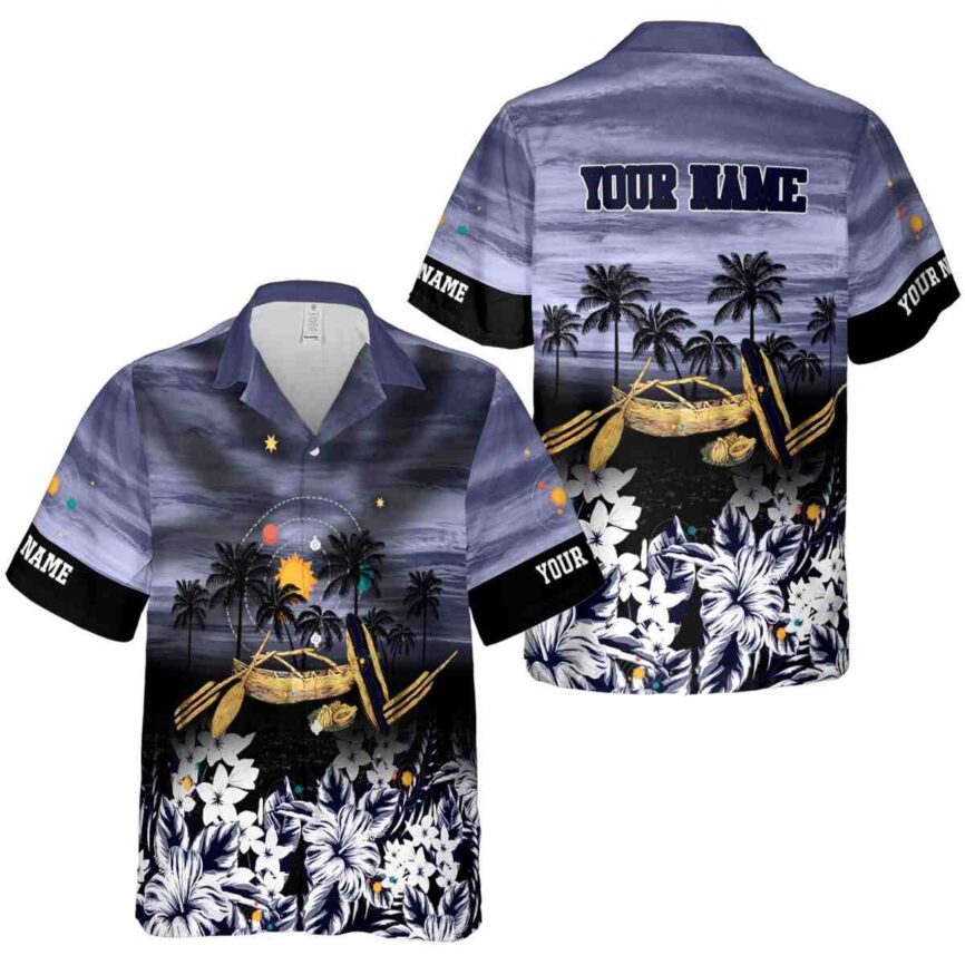 Customized Space Sunset Beach Canoe Hawaiian Shirt Premium grade
