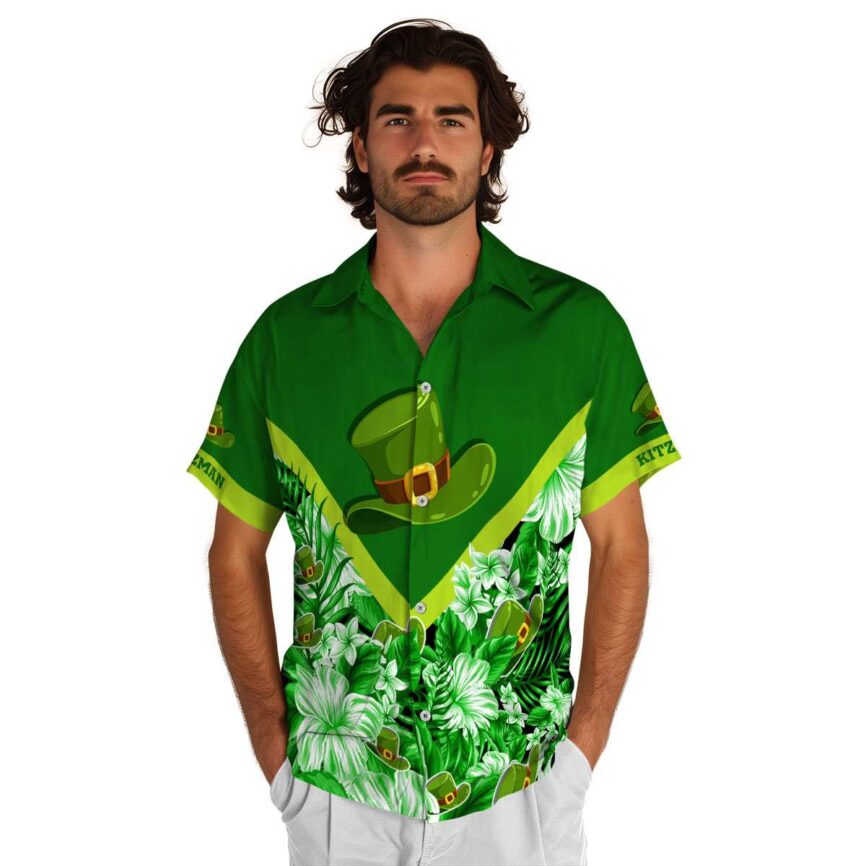 Customized St Patricks Day Bold Floral Number Hawaiian Shirt New Arrival