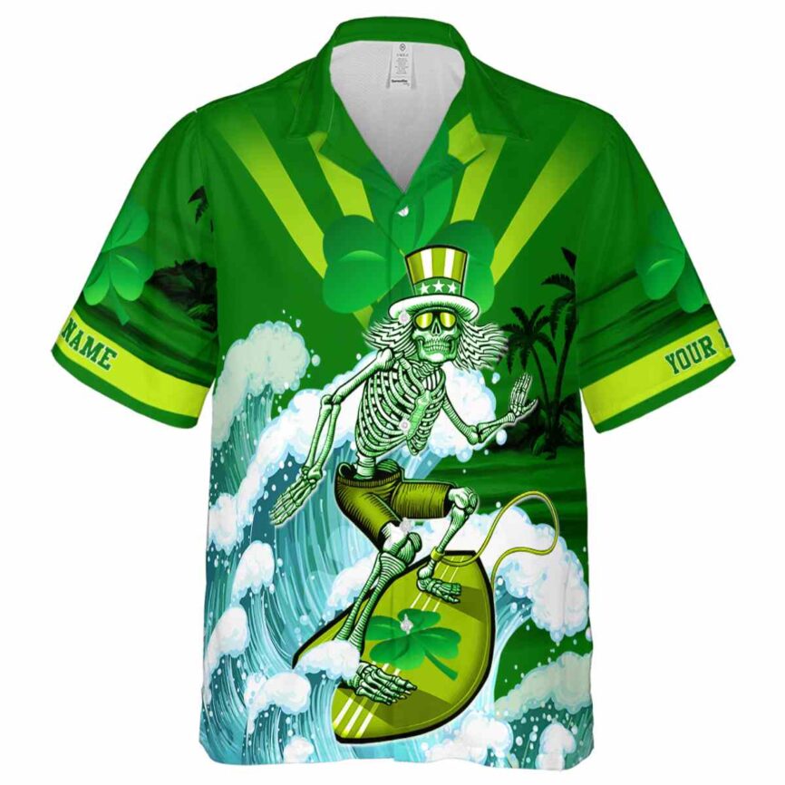Customized St Patricks Day Grateful Dead Motif Hawaiian Shirt Fashion forward
