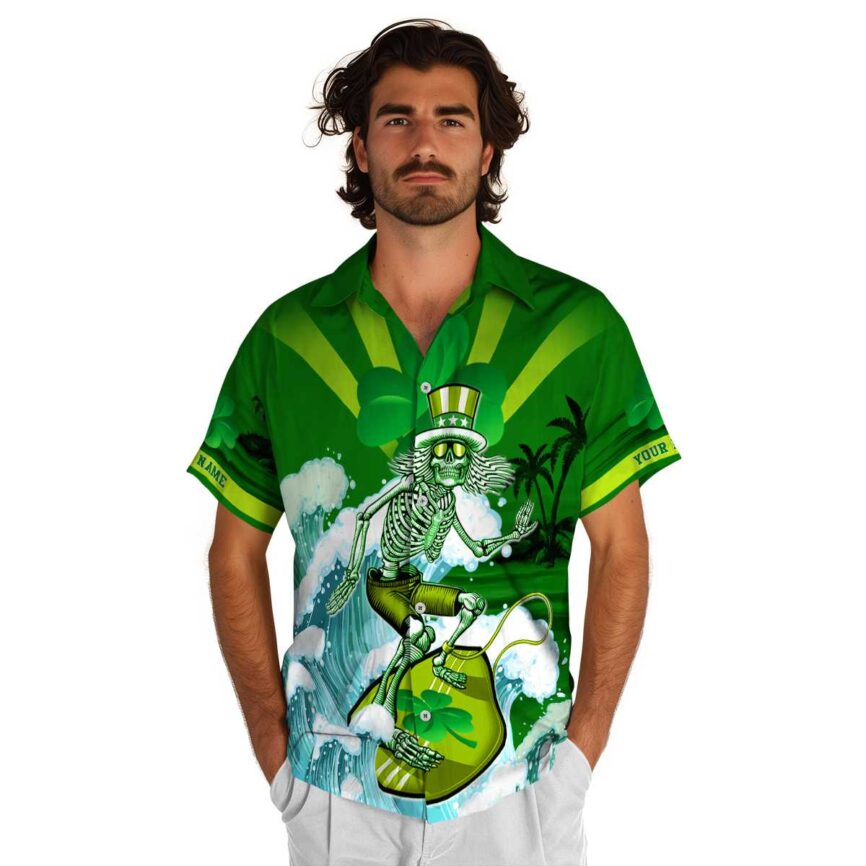 Customized St Patricks Day Grateful Dead Motif Hawaiian Shirt New Arrival