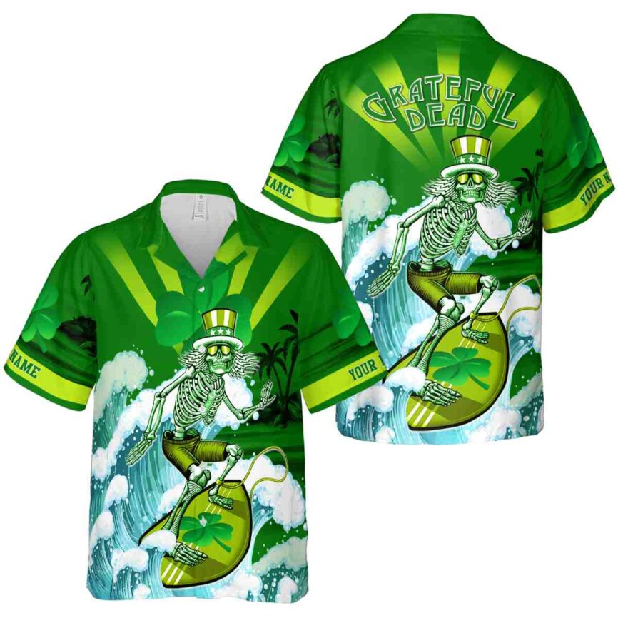 Customized St Patricks Day Grateful Dead Motif Hawaiian Shirt Premium grade