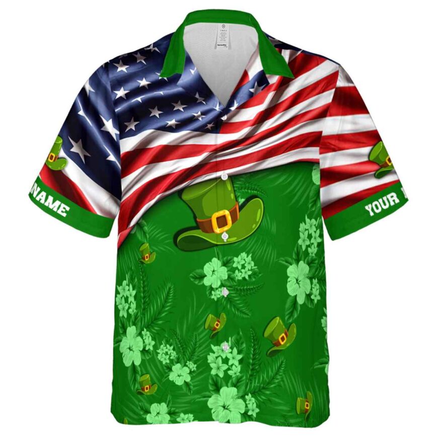 Customized St Patricks Day US Flag Themed Hawaiian Shirt Fashion forward
