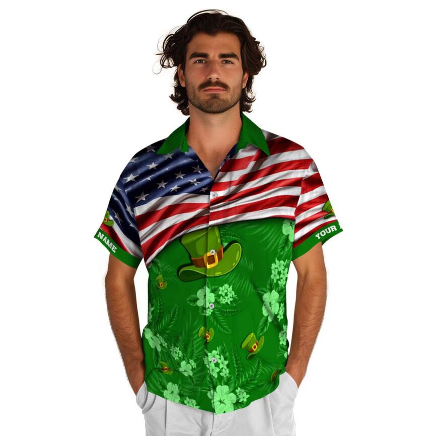 Customized St Patricks Day US Flag Themed Hawaiian Shirt New Arrival