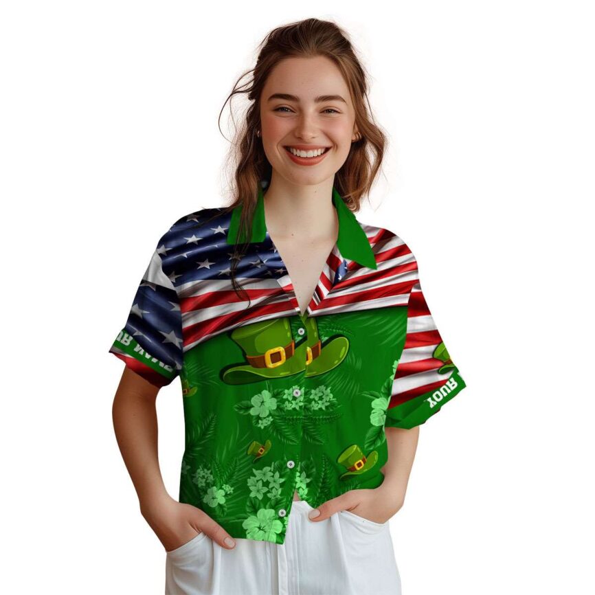 Customized St Patricks Day US Flag Themed Hawaiian Shirt Top rated