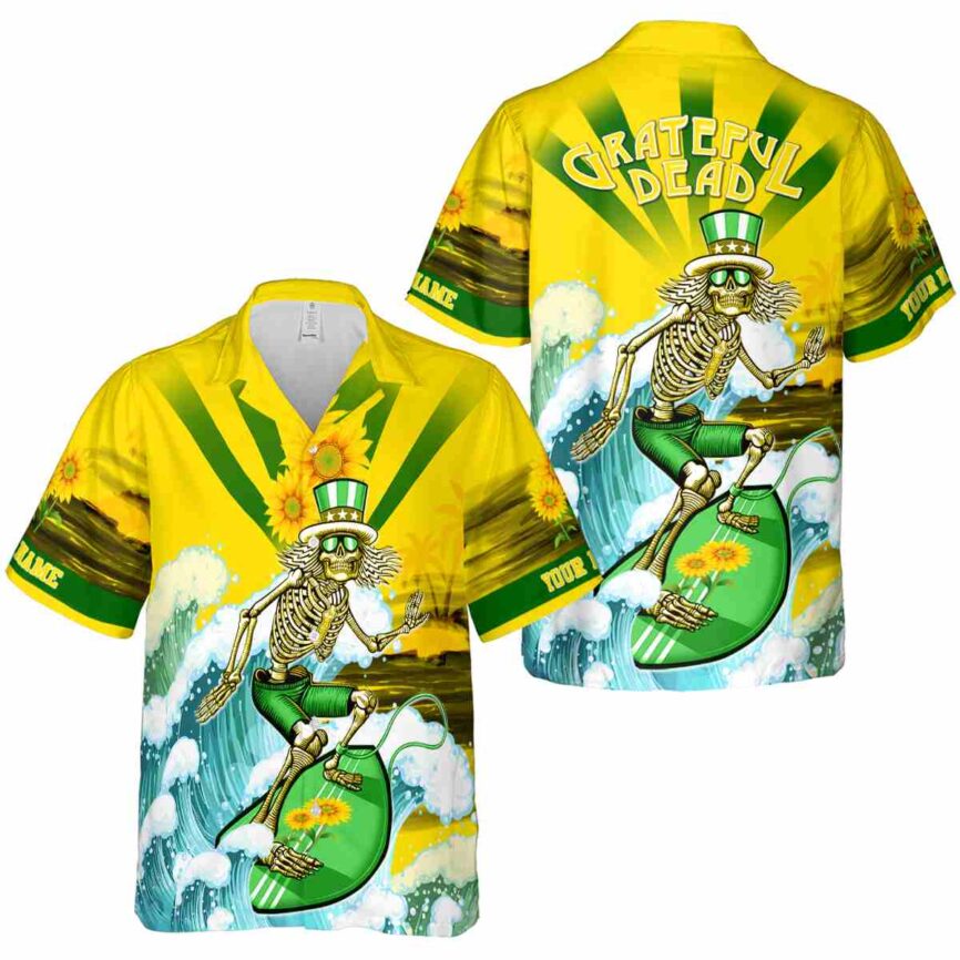 Customized Sunflower Grateful Dead Motif Hawaiian Shirt Premium grade