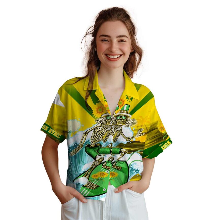 Customized Sunflower Grateful Dead Motif Hawaiian Shirt Top rated