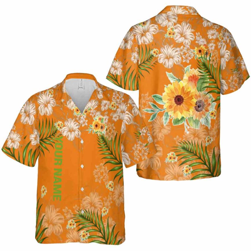 Customized Sunflower Hibiscus Pattern Hawaiian Shirt Premium grade