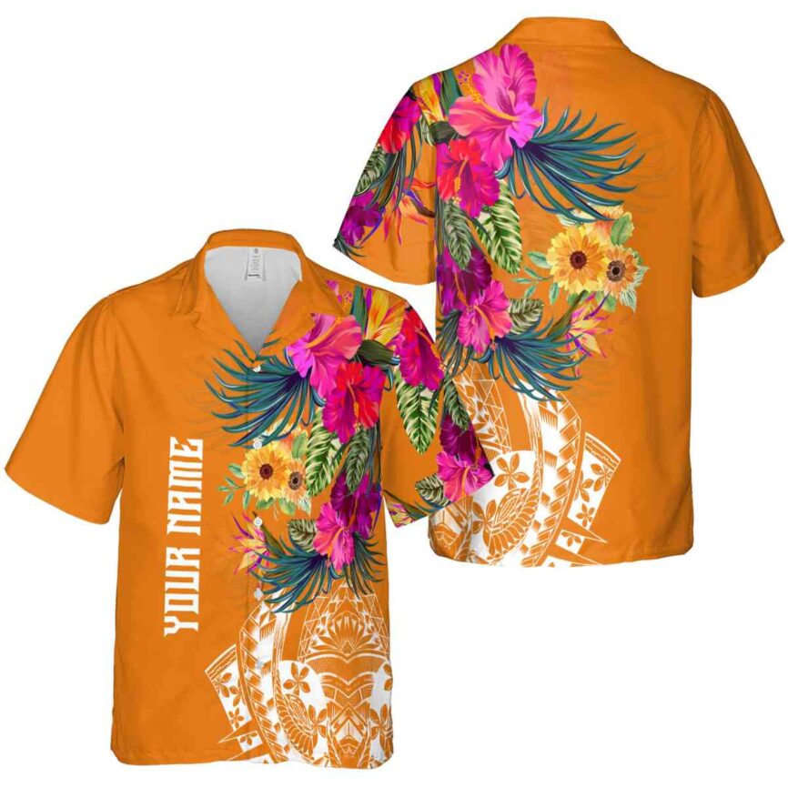 Customized Sunflower Polynesian Flowers Hawaiian Shirt Premium grade