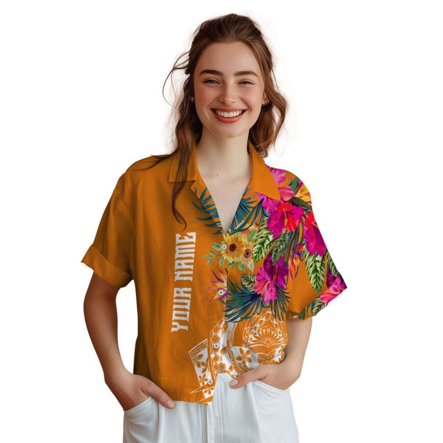Customized Sunflower Polynesian Flowers Hawaiian Shirt Top rated