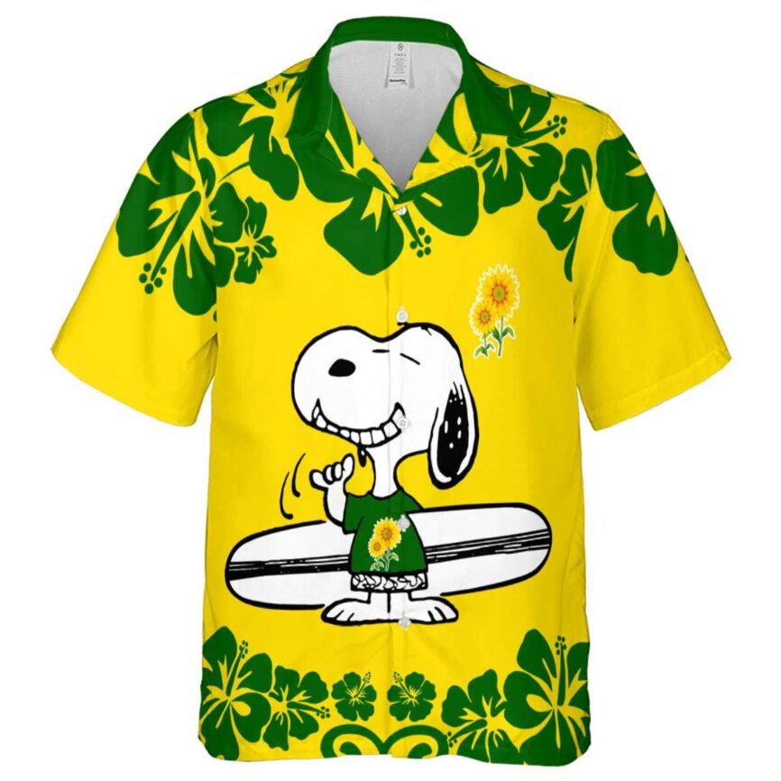 Customized Sunflower Surfing Snoopy Hawaiian Shirt Fashion forward