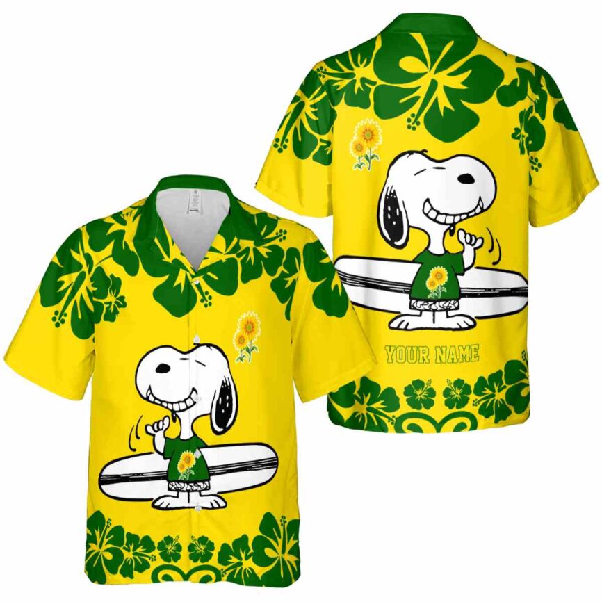 Customized Sunflower Surfing Snoopy Hawaiian Shirt Premium grade