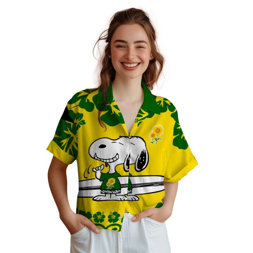 Customized Sunflower Surfing Snoopy Hawaiian Shirt Top rated