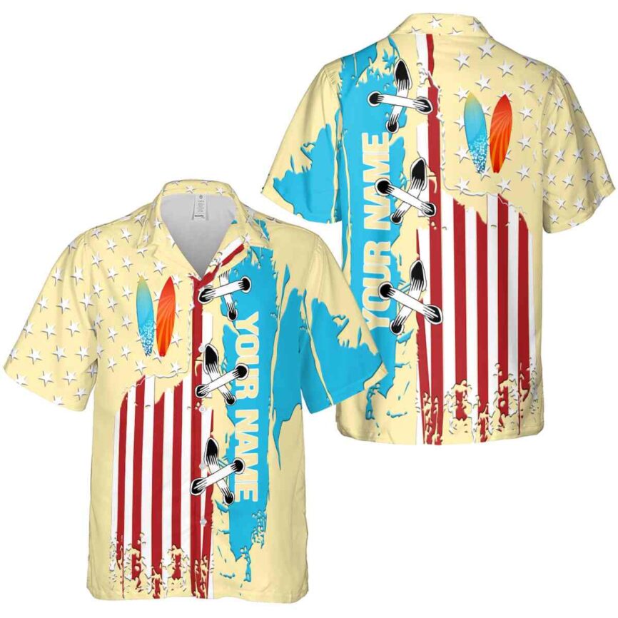 Customized Surf Flag Stitches Hawaiian Shirt Premium grade