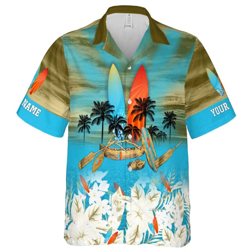 Customized Surf Sunset Beach Canoe Hawaiian Shirt Fashion forward