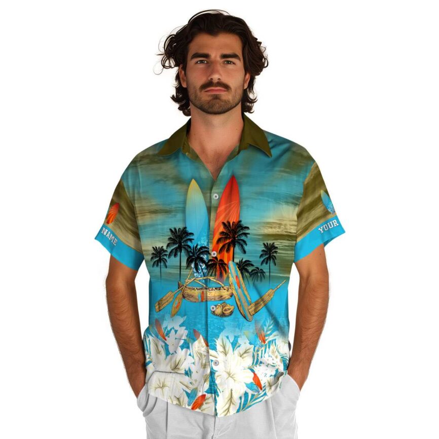 Customized Surf Sunset Beach Canoe Hawaiian Shirt New Arrival