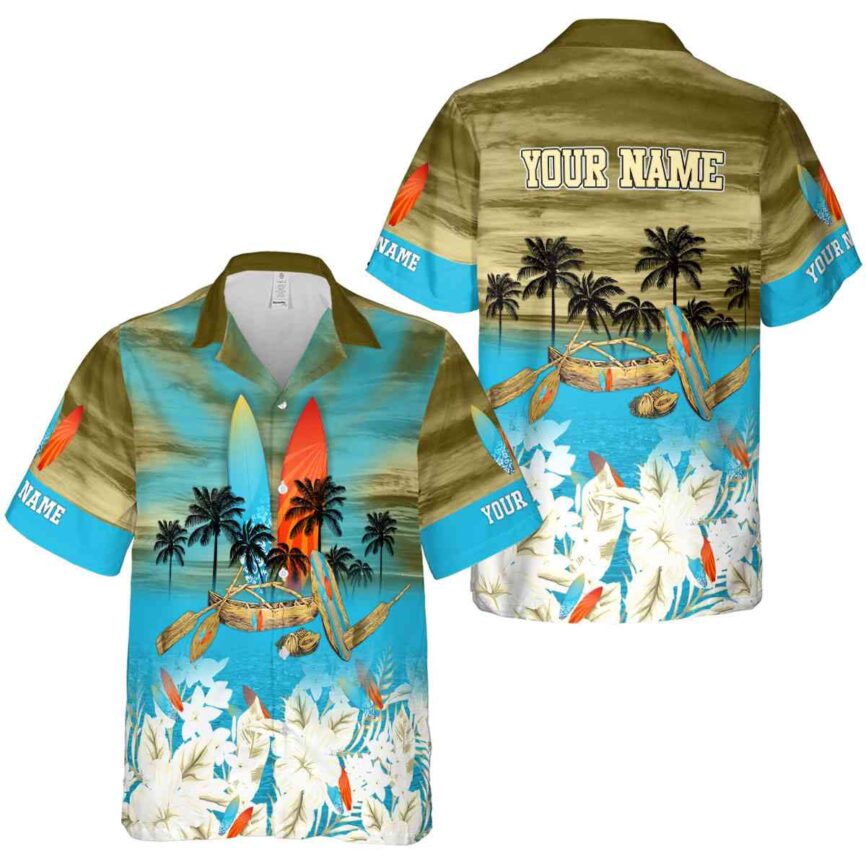 Customized Surf Sunset Beach Canoe Hawaiian Shirt Premium grade