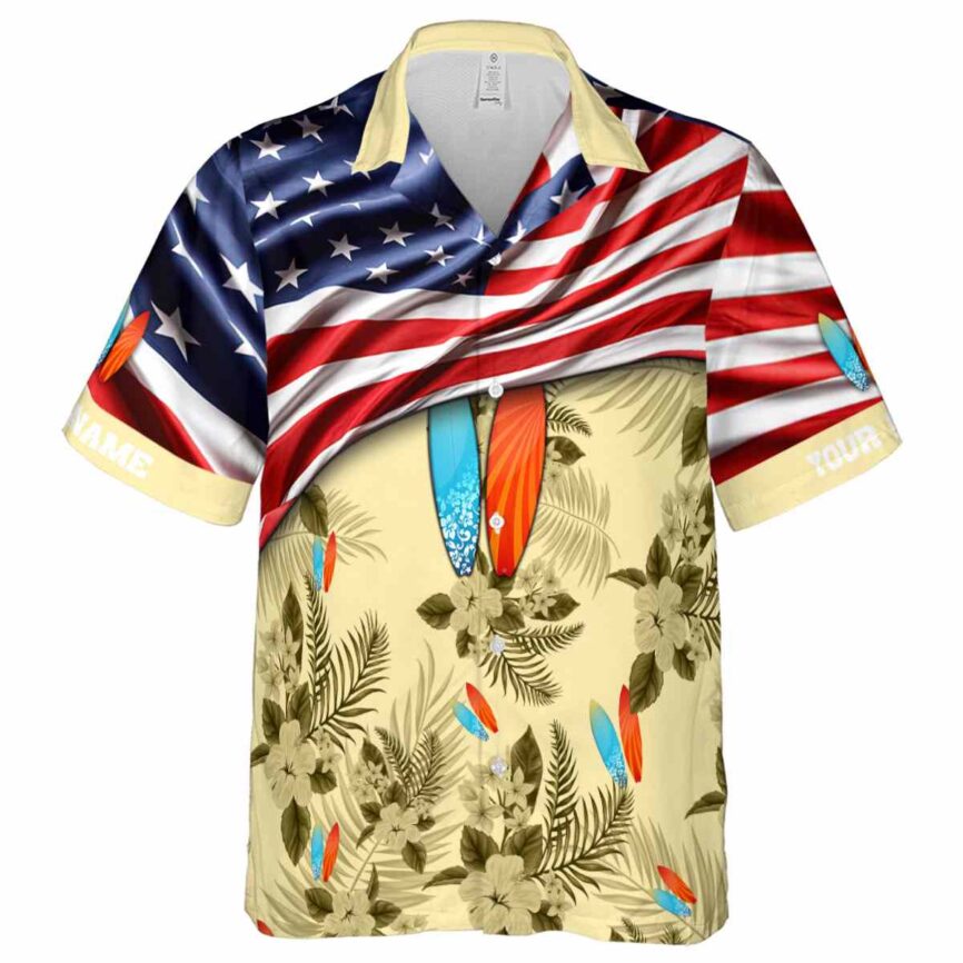 Customized Surf US Flag Themed Hawaiian Shirt Fashion forward